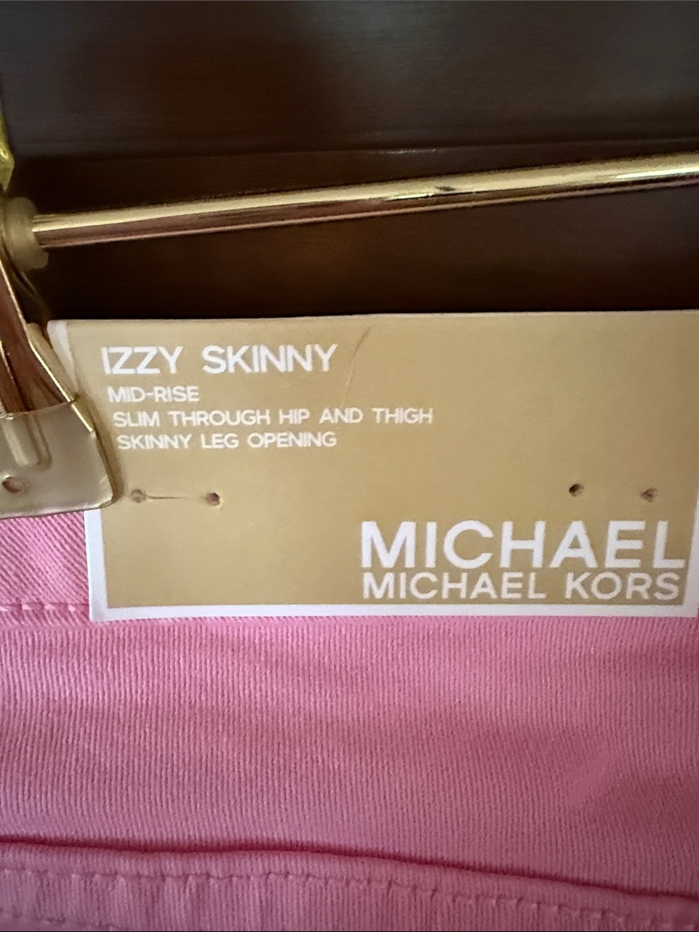 Michael Kors Pink Izzy Skinny Jeans with Gold Accent - Picture 3 of 6